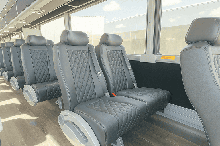 interior of Denver Shuttle Bus Rentals charter bus